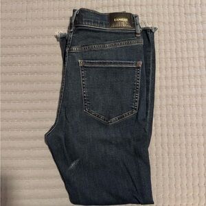 Express Cropped Flare Dark Denim Jeans